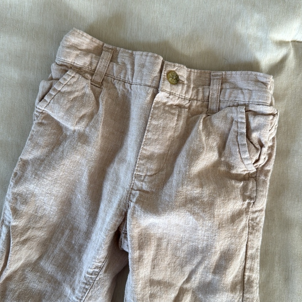Janie and Jack Linen Blend Baby Dress Pants, Beige - Size 12-18 Months - Picture 2 of 5